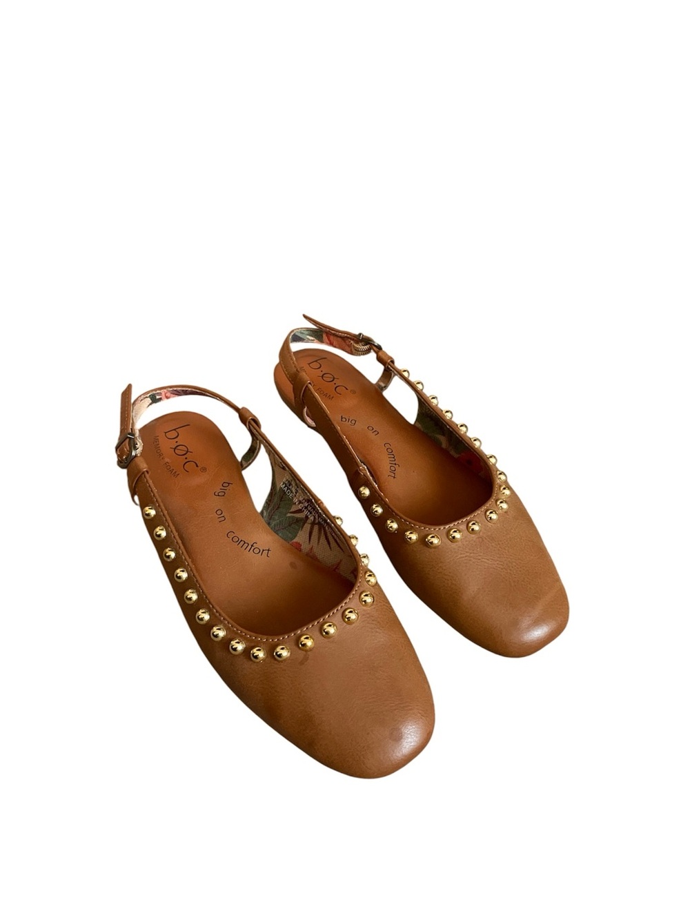 b.o.c. Tan Studded Slingback Mules Memory foam Size 8